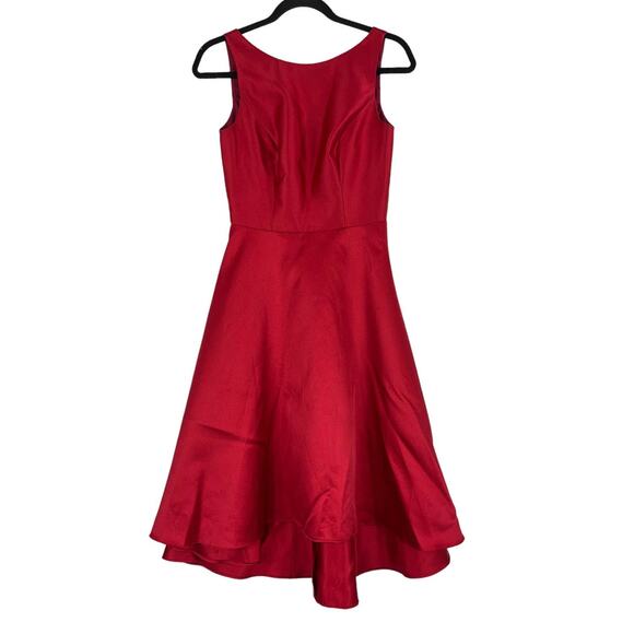 Alfred Sung dress red D697 high low cocktail - Picture 1 of 5